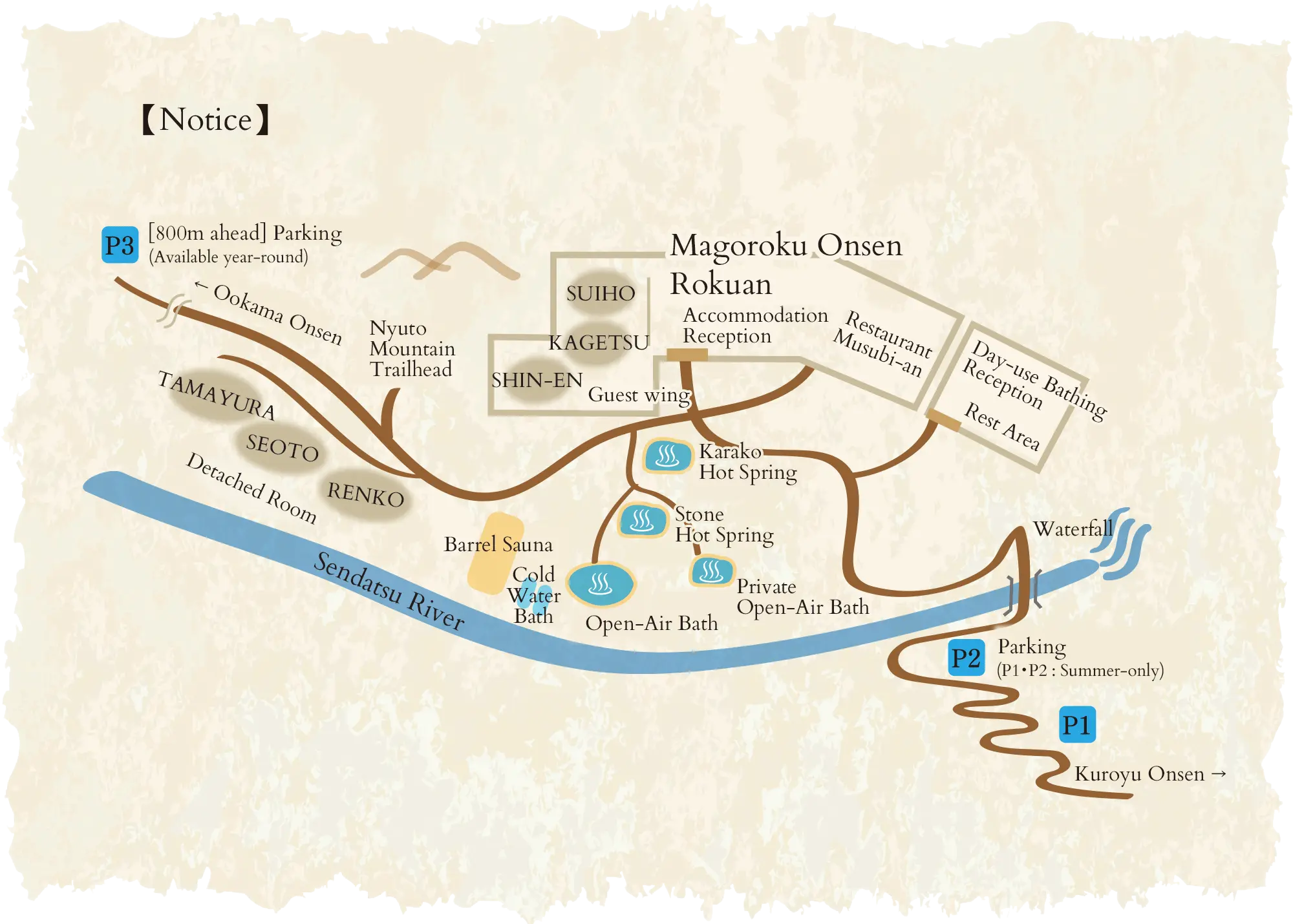 Magoroku Onsen Rokuan Guide Map